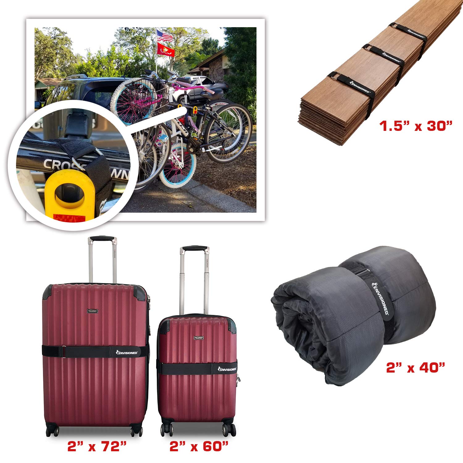 Premium Cinch Straps With Stainless Steel Metal Ring (Buckle), Reusable Durable Hook And Loop, Multipurpose Securing Straps 1''